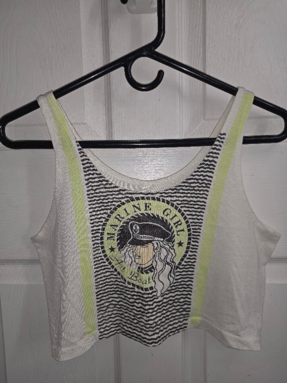 Vintage 90s Crop Top Marina Girl Nautical Neon